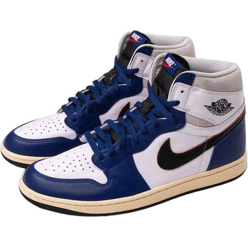 Jordan Air 1 устойчивые к истиранию высокие детские баскетбольные кроссовки white blue — фото 4