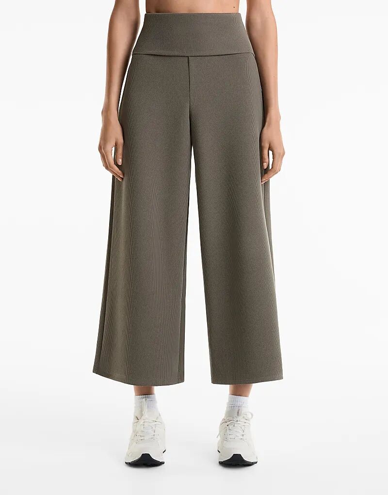 

Брюки Oysho с широкими штанинами и застежкой-молнией на талии, антрацитового цвета