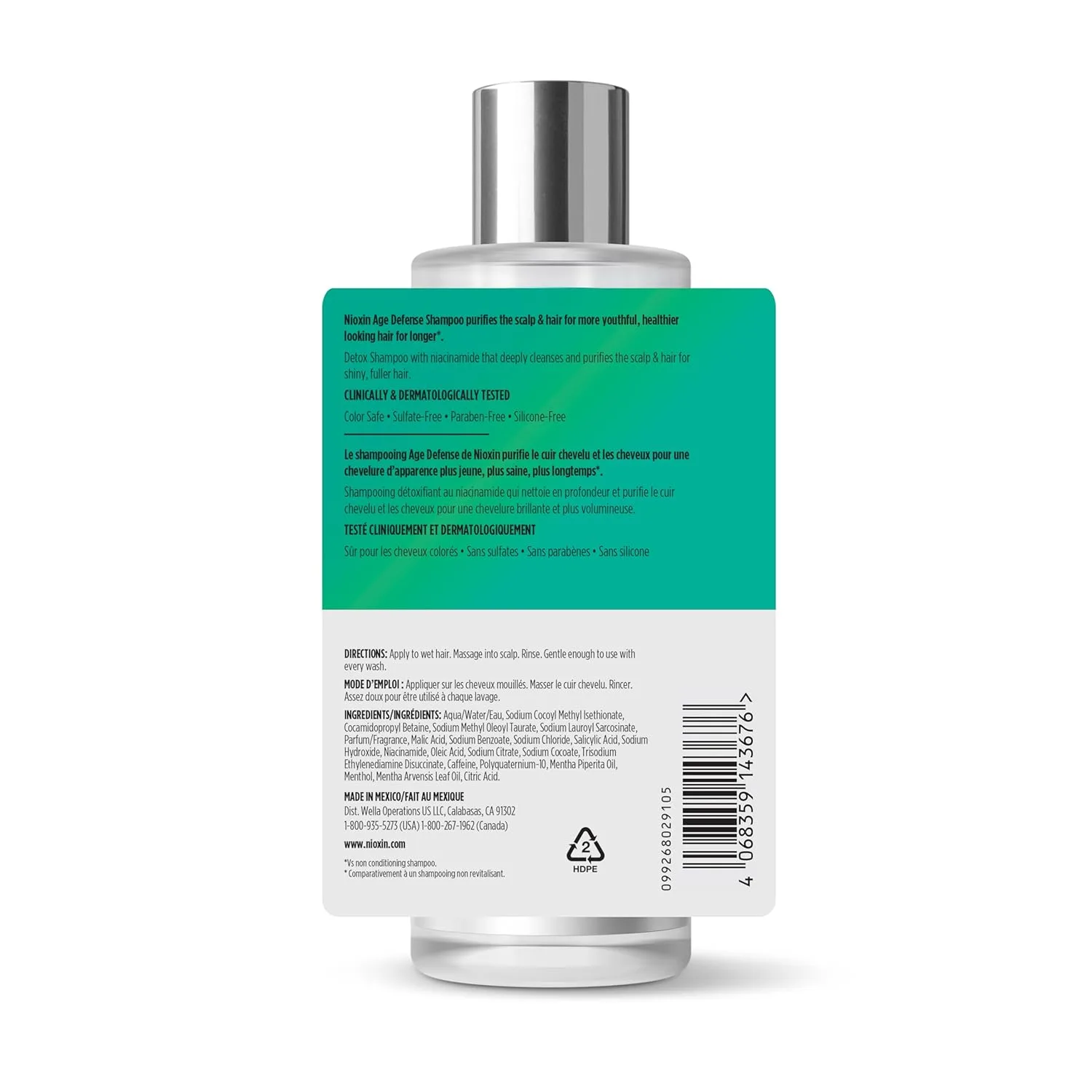 Шампунь Nioxin Age Defense для стареющих волос, очищающий кожу головы с ниацинамидом, глубоко очищает и осветляет, без парабенов, сульфатов и силиконов, для ежедневного использования 240 мл (.) — фото 2