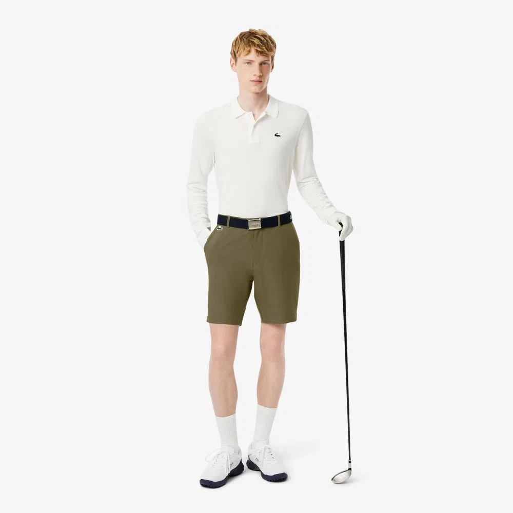 Мужские гольф-бермуды Lacoste из смесовой ткани, цвета хаки