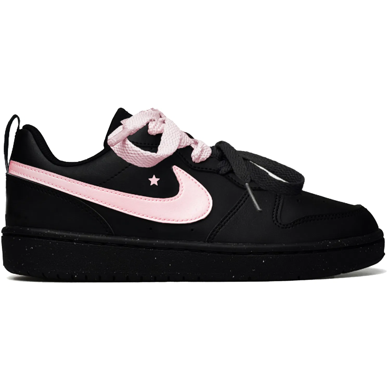 Кроссовки для скейтбординга детские Court Borough Little Xingji 2.0 Leather Low top Black Pink унисекс Nike — фото 3