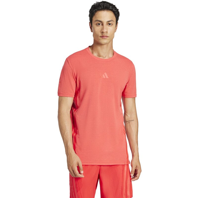 Футболка с дизайном 4 тренировочных трехполосок Adidas, цвет purrub — фото 2