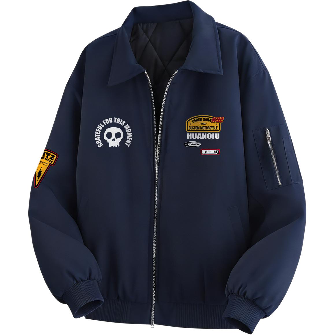 

Куртка Unisex Lapel Thickened HUANQIU, темно-синий[padded and thickened]