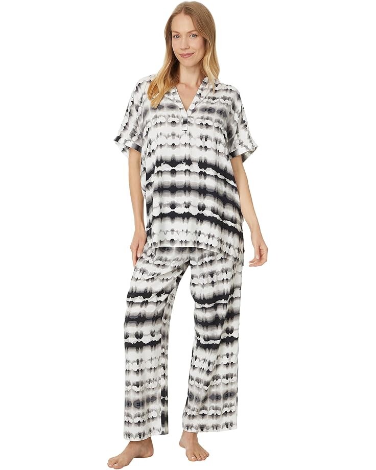 

Пижама N by Natori Porto Challis pull-Over Top Pajama Set, черный/белый