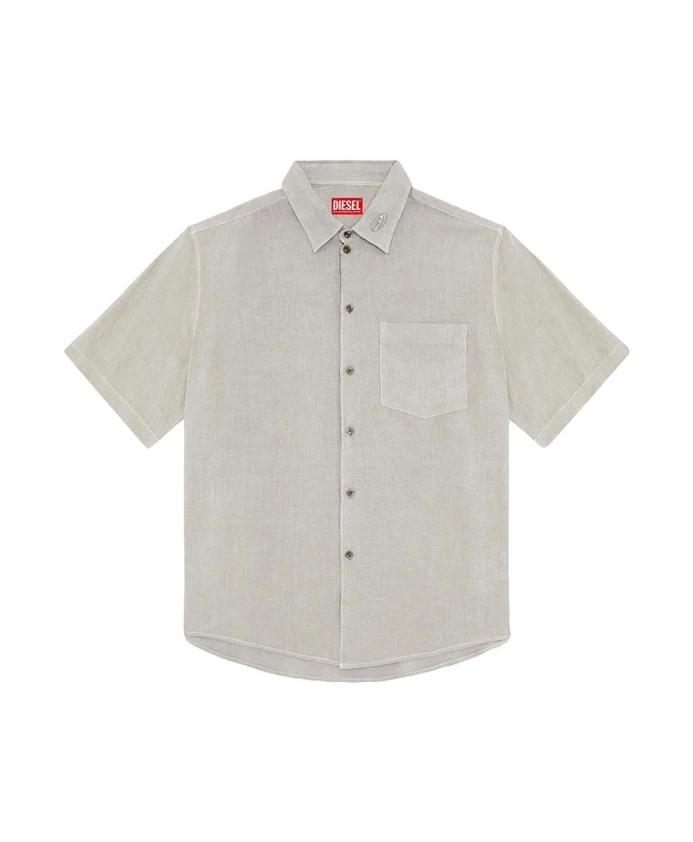 

Бежевая рубашка с короткими рукавами на пуговицах Diesel, бежевый