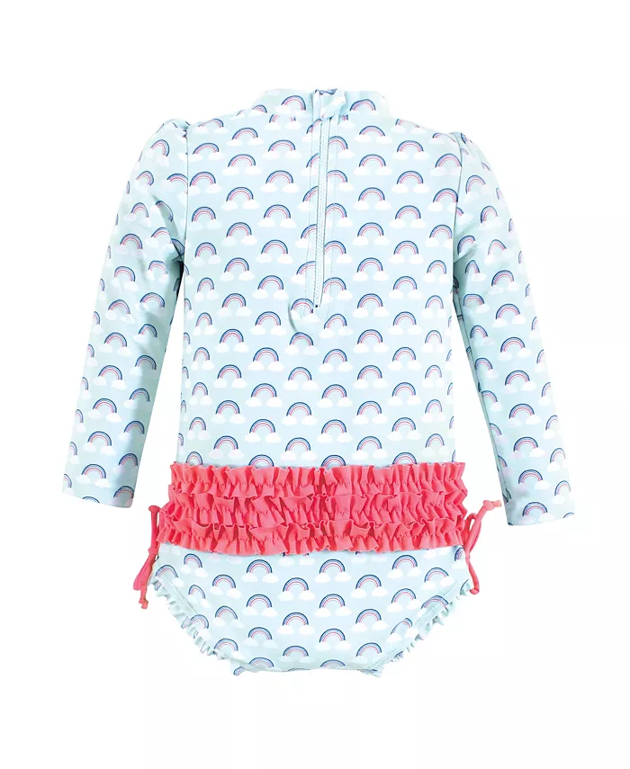 Детский купальный костюм для девочек Hudson Rashguard, Sunset Stripe, 6-9 месяцев Hudson Baby, розовый — фото 2