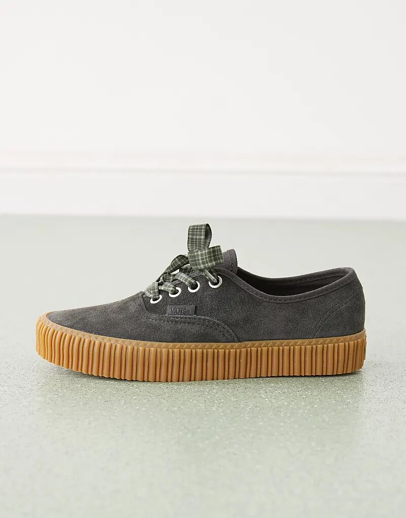 Кроссовки Vans Authentic Creeper черного цвета с резиновой подошвой и напечатанными шнурками — фото 2