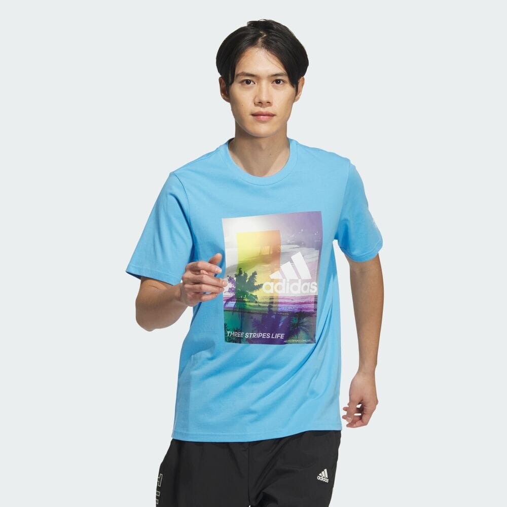 

Футболка Adidas [Worn by JO1 member Junki Kono] M PALM TREE T-shirt, цвет Semi Blue Burst