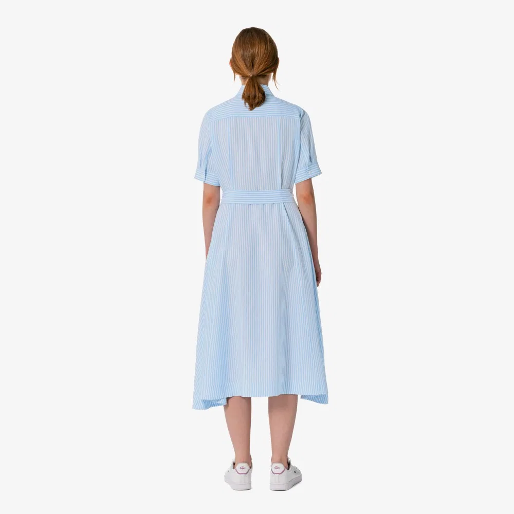 Платье-рубашка Lacoste льняное серо-голубое — фото 3