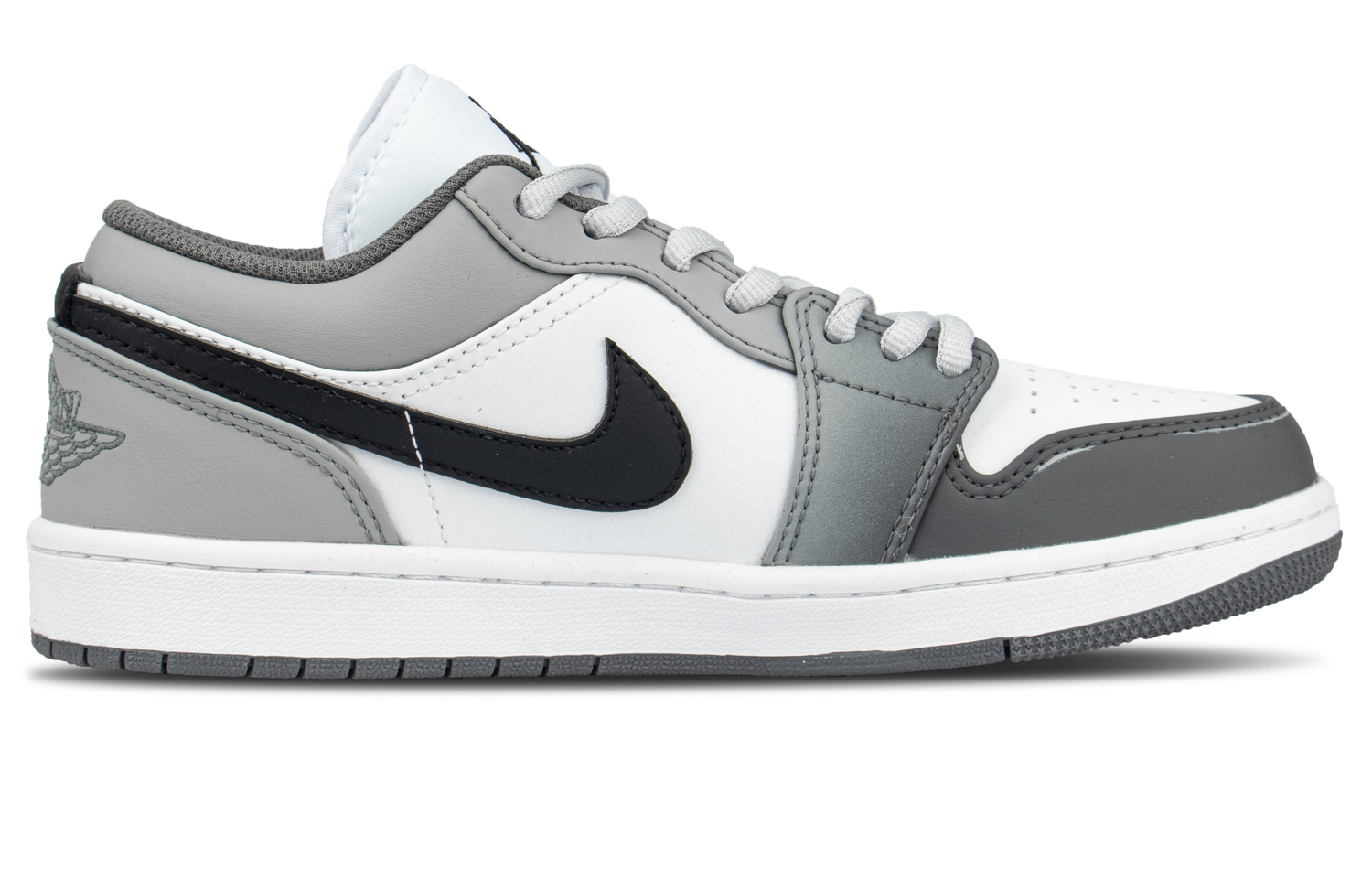 Jordan Детские баскетбольные кроссовки Air 1 Low 'Iron Grey', износостойкие, быстросохнущие, низкие, светло-серые, унисекс — фото 3