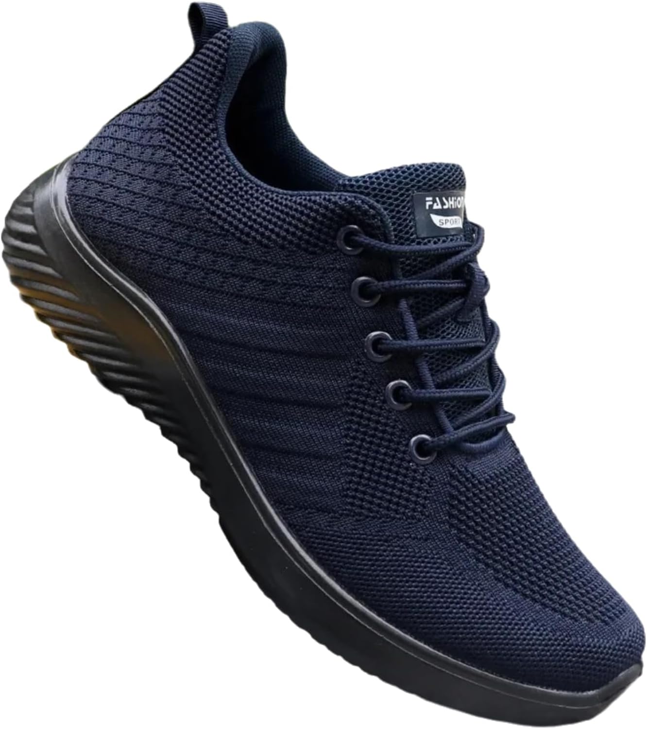 

Комфортные летние кроссовки для мужчин, дышащие сетчатые кроссовки для ходьбы, бега и походов, черные с синим Generic