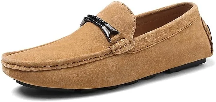 Мужские лоферы из замши на плоской подошве, Khaki PUGHGAETZF