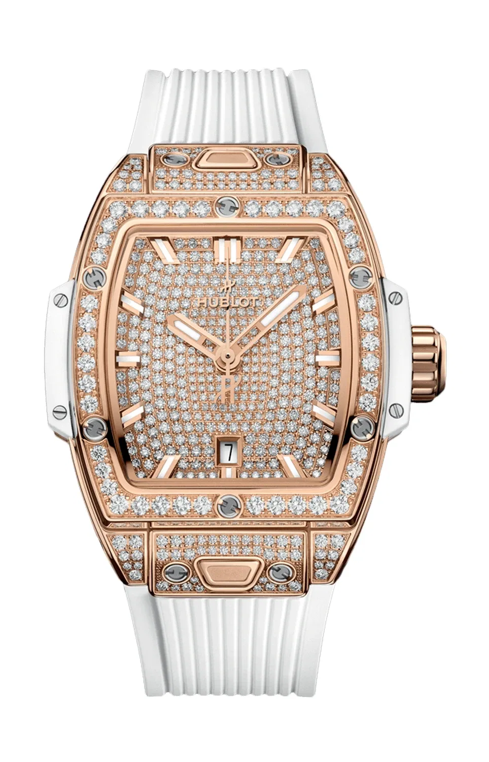 ДУХ BIG BANG KING GOLD БЕЛЫЕ ПОЛНОСТЬЮ С БРИЛЛИАНТАМИ 32 ММ - 682.OE.9000.RW.1604 HUBLOT, золотой