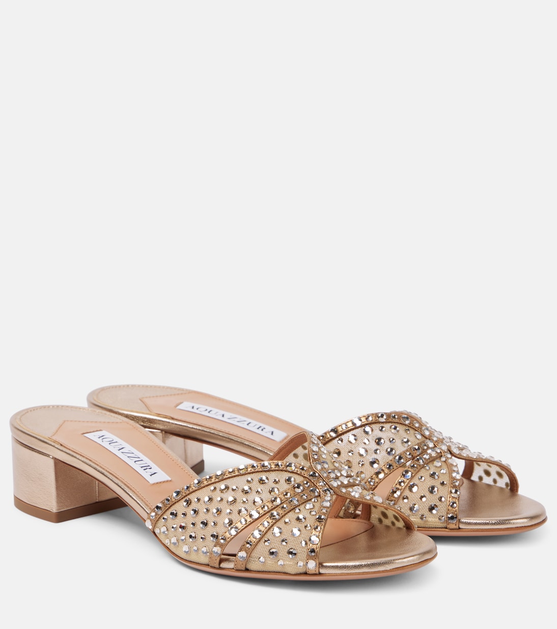 Кристальная любовь 35 украшенные тюлевые мюли Aquazzura, Light Copper