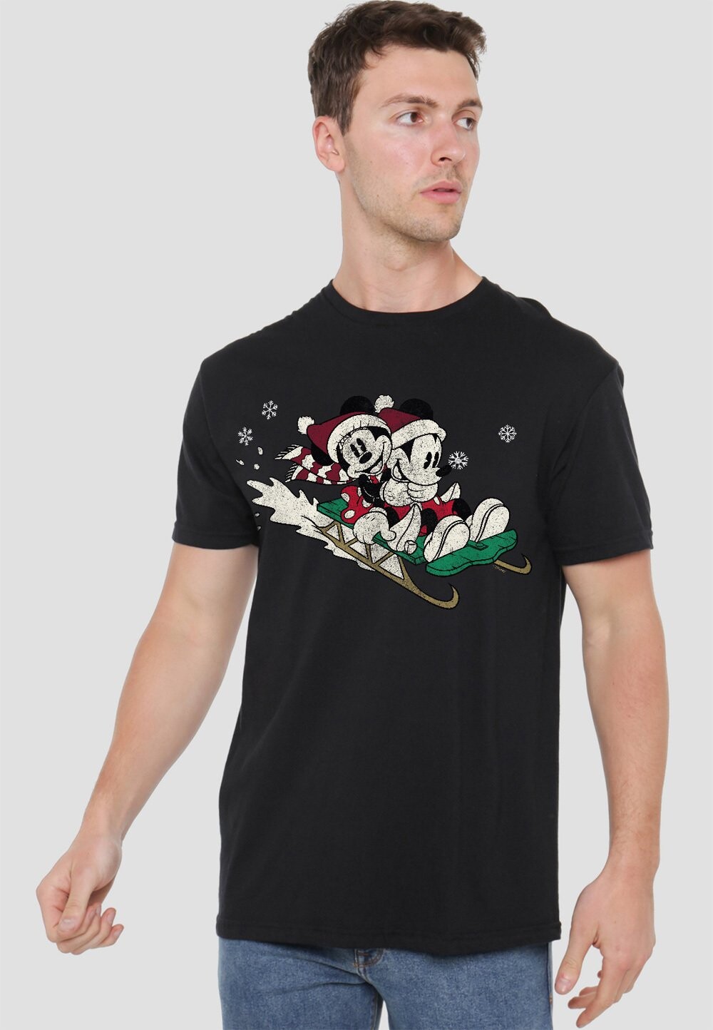 

Футболка с принтом MICKEY AND MINNIE SLEDDING Disney, черный