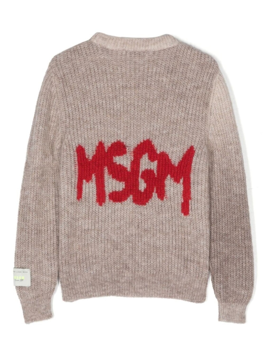 MSGM Kids свитер вязки интарсия с логотипом, нейтральный цвет — фото 2