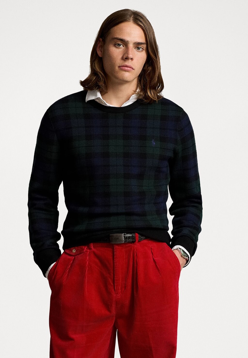 

Джемпер PLAID WASHABLE WOOL SWEATER Polo Ralph Lauren, черный