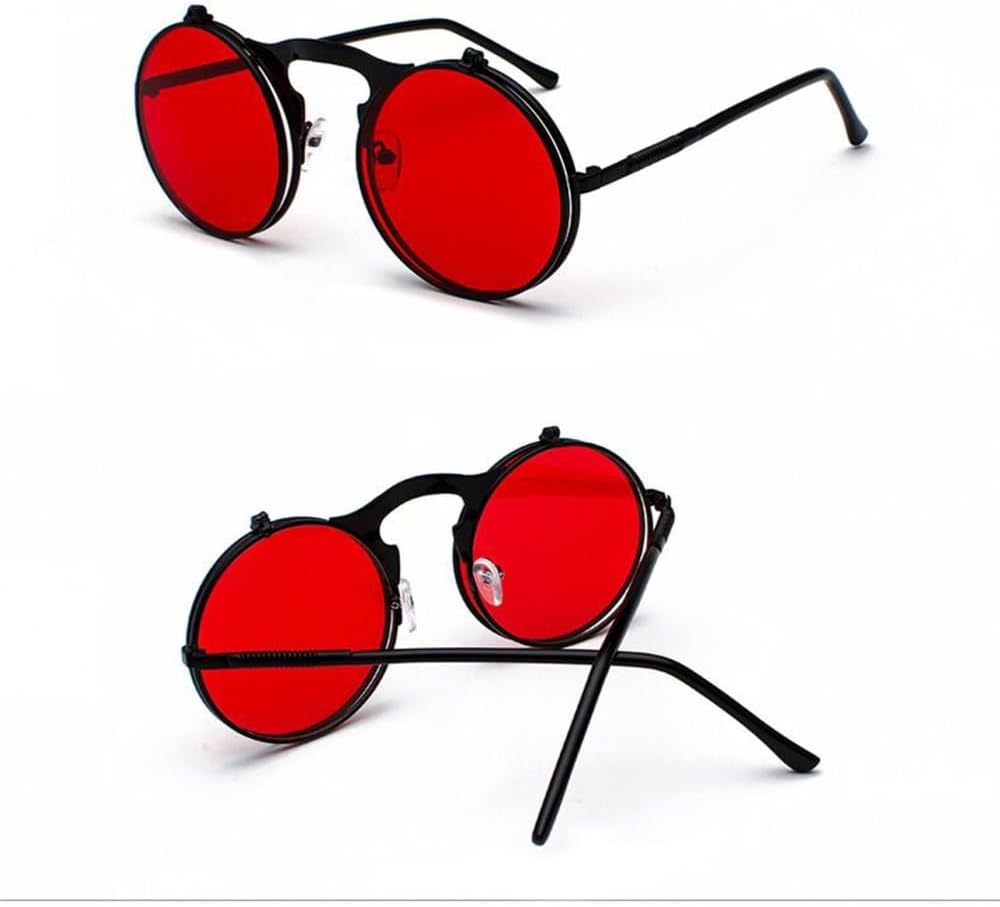 

Женские металлические солнцезащитные очки в стиле стимпанк 2027 года, модные круглые очки в винтажном стиле, женские очки с защитой от УФ-излучения UV400 MTZJH, Black Red