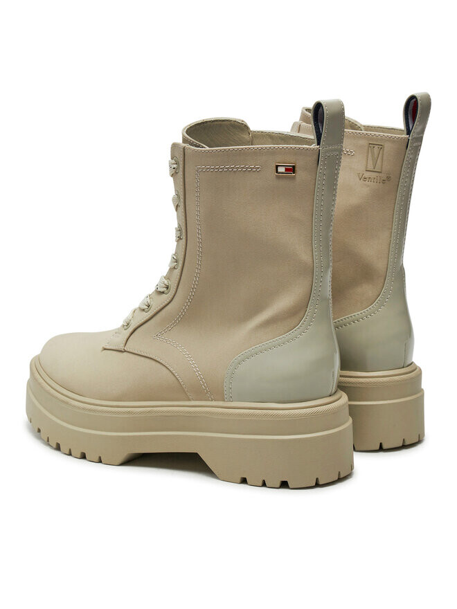 Ботильоны на шнуровке Tommy Hilfiger Flag Ventile Lace Up Boot FW0FW08287, бежевый — фото 3