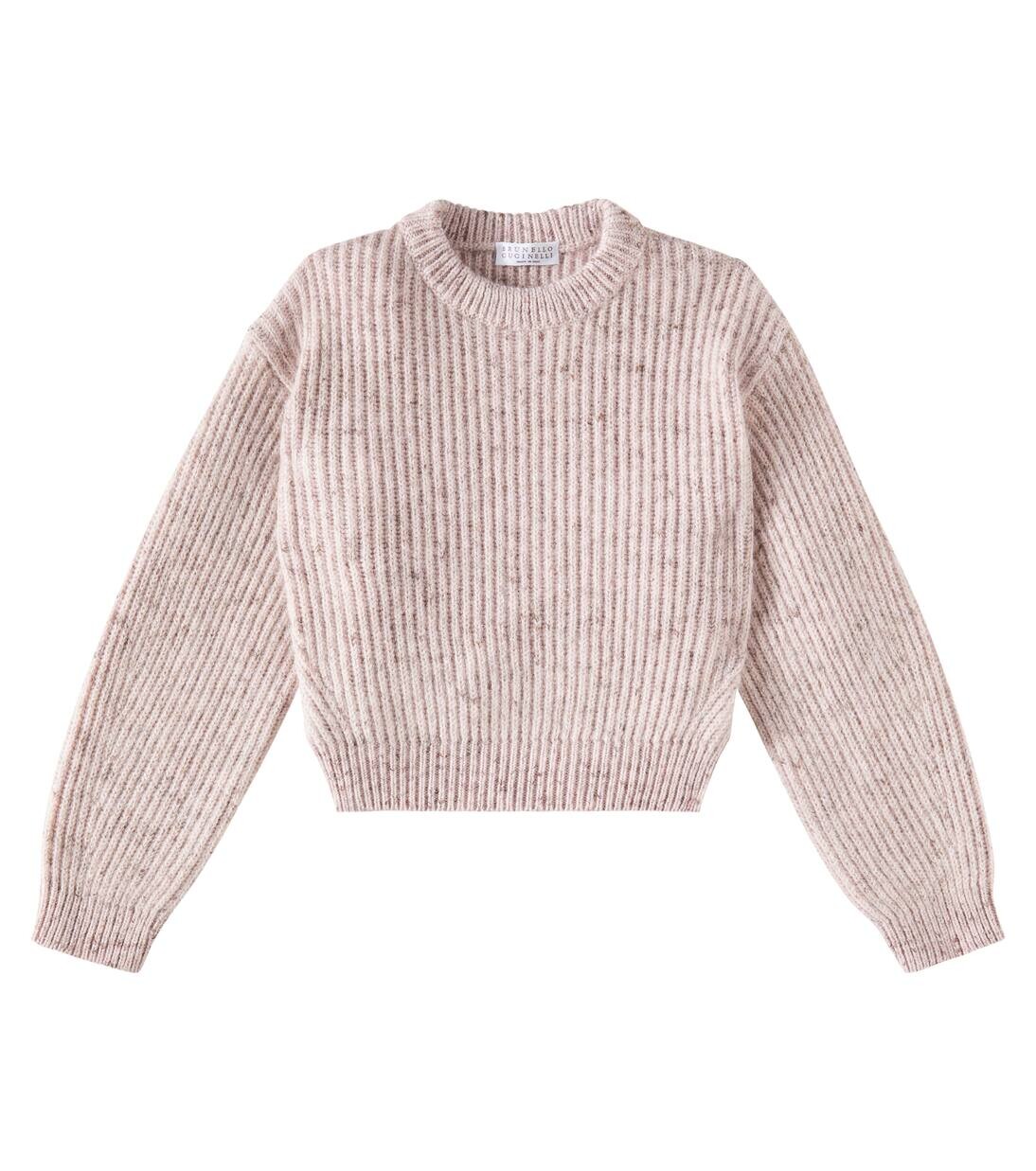 

Свитер из твида с добавлением шерсти и мохера Brunello Cucinelli Kids, розовый
