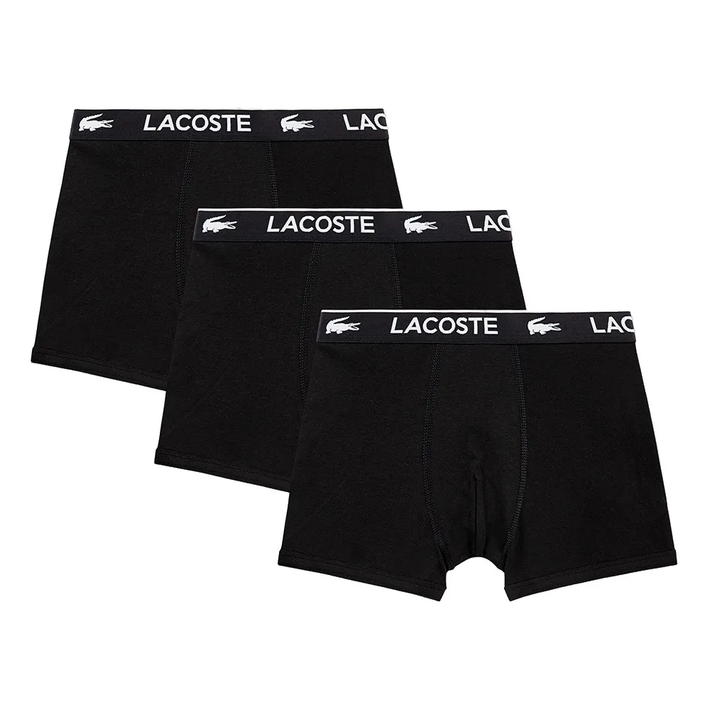 Детские однотонные боксеры Lacoste, 3 шт Lacoste kids, черный