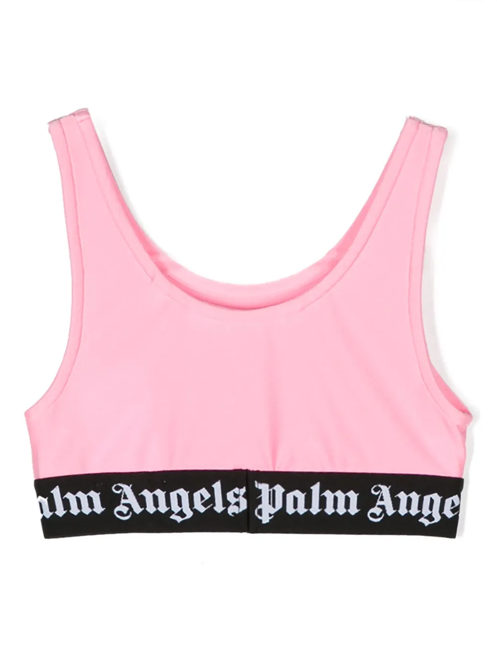 Атласный топ бикини с логотипом Palm Angels Kids, розовый — фото 2