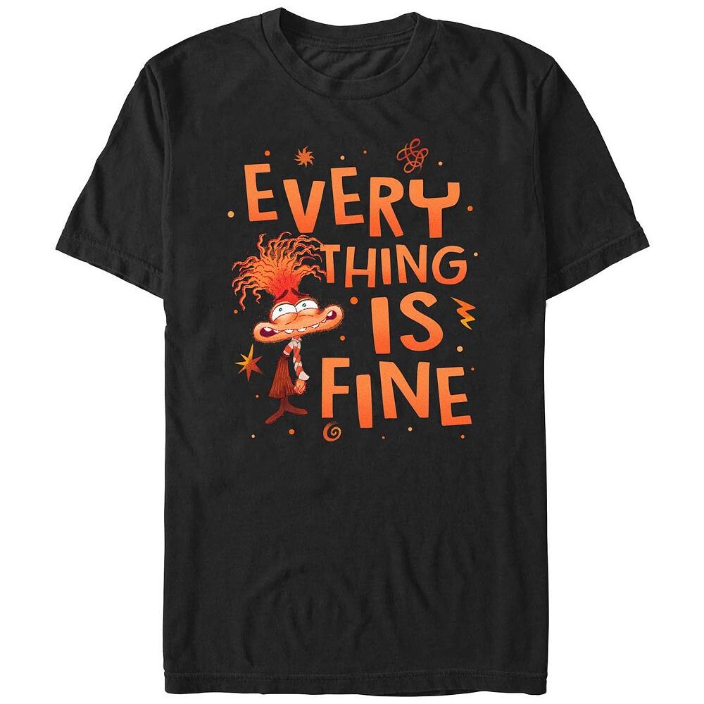 

Мужская футболка с рисунком Disney's Inside Out 2 Anxiety Everything is Fine, черный