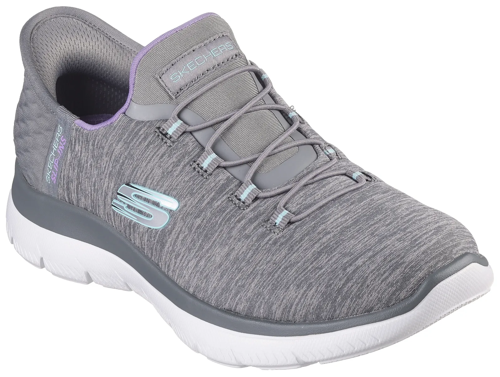 Тапочки Skechers "SUMMITS DAZZLING HAZE", кроссовки без шнуровки, повседневная обувь с тонкими контрастными деталями, цвет Grau-Meliert