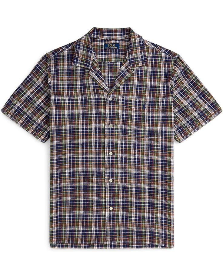 

Поло Polo Ralph Lauren Classic Fit Plaid Linen-cotton Shirt, цвет Navy/Brown/Multi