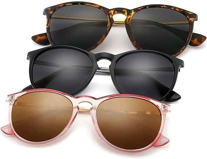 

Винтажные круглые солнцезащитные очки для женщин и мужчин в классическом ретро-дизайнерском стиле Generic, 3 Pack (Polarized): Matte Black/Gray+glossy Pink Brown/Light-brown+matte Amber/Gray