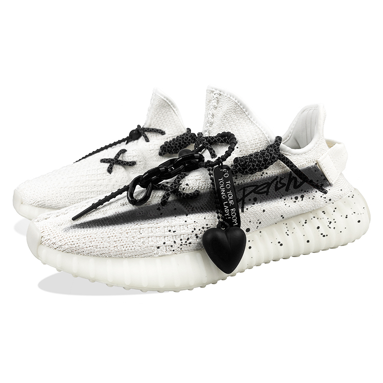 Yeezy Boost 350 V2 Износостойкие низкие повседневные кроссовки Unisex White Black Adidas Originals — фото 3