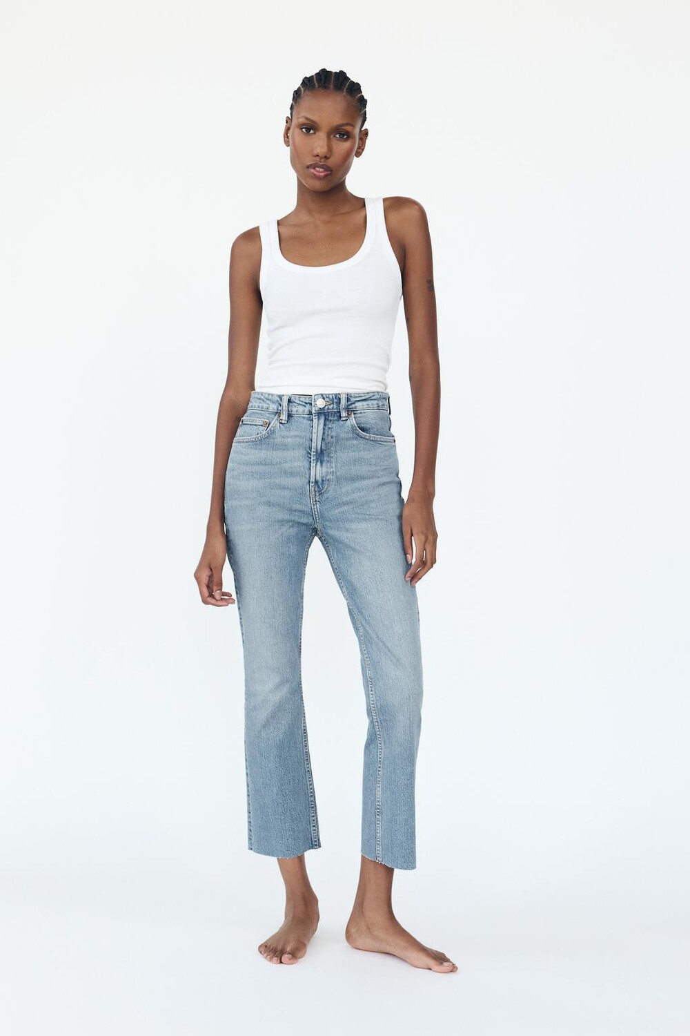 

Джинсы TRF с высокой посадкой и трубой ZARA, синий