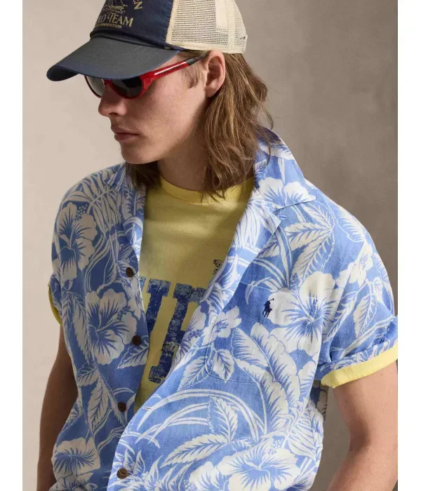 Льняная рубашка classic fit Polo Ralph Lauren, синий — фото 4