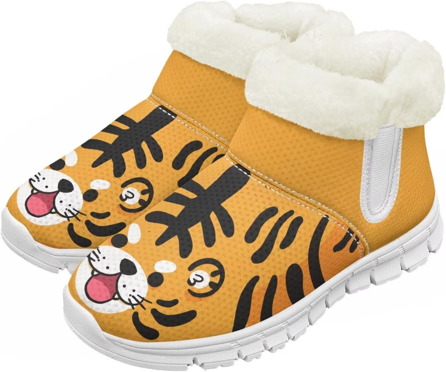 

Pzuqiu Зимние ботинки для девочек и мальчиков, ботильоны для детей с теплым мехом, противоскользящие, для прогулок, белая подошва