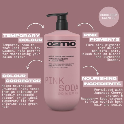 Шампунь Pink Soda для усиления цвета волос с регулируемой интенсивностью пигментации и освежением цвета. Osmo — фото 2