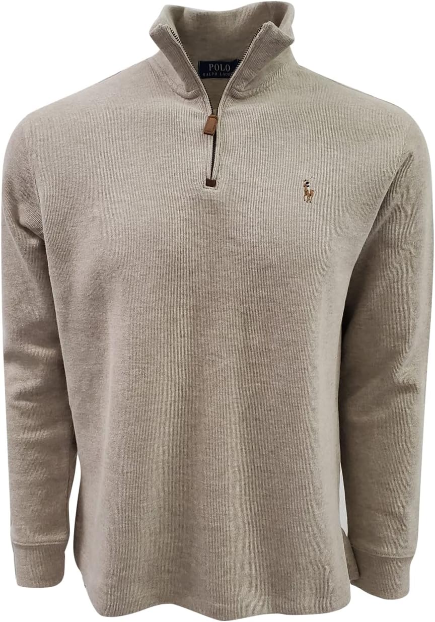 

Polo Ralph Lauren мужская флисовая толстовка с длинным рукавом и молнией на четверть, Beige Heather (Multi-Colored Pony)