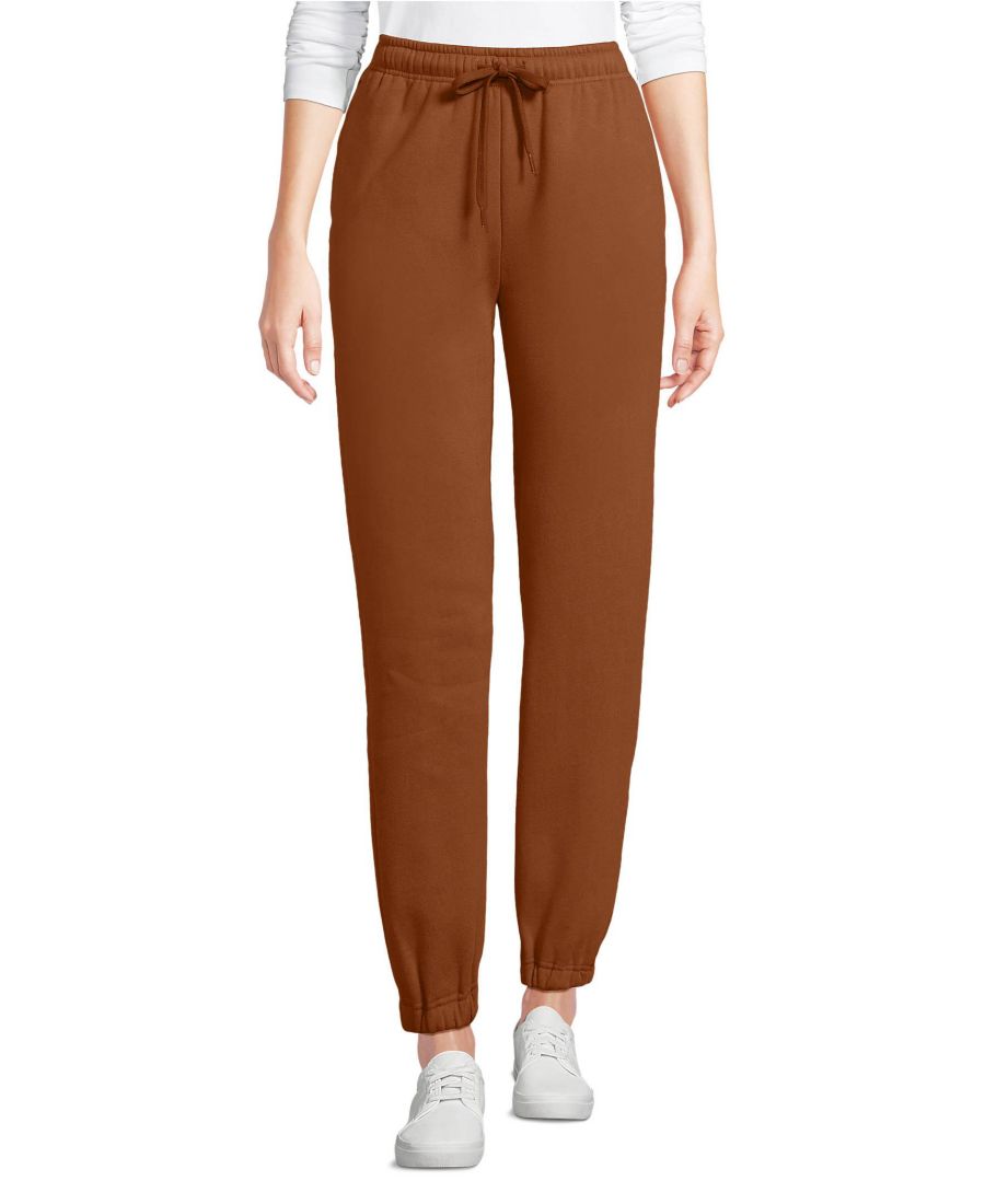 

Женские спортивные брюки Serious Sweats с высокой посадкой и втачным низом Lands' End, Rich ginger brown