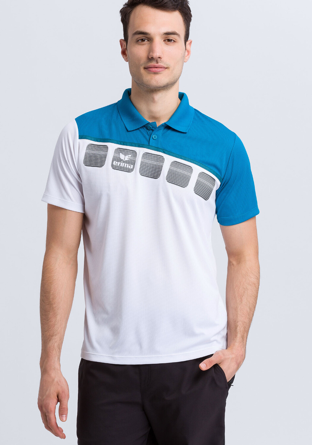 

Поло erima 5 C, цвет weiss/oriental blue/colonial blue