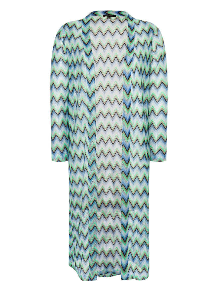 

Длинная трикотажная куртка из зигзагообразного трикотажа светло-голубого и зеленого цветов More & More