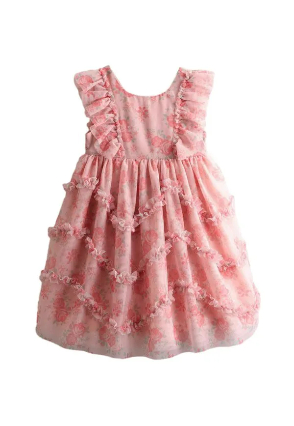 Платье повседневное с принтом и оборками, прямого кроя. Jojo Maman Bébé, Rose Pink