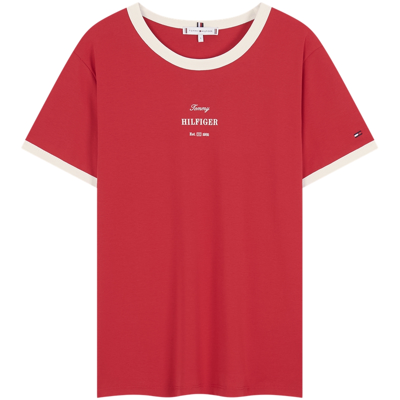

Футболка с двухцветным тисненым логотипом Tommy Hilfiger, красный xlg