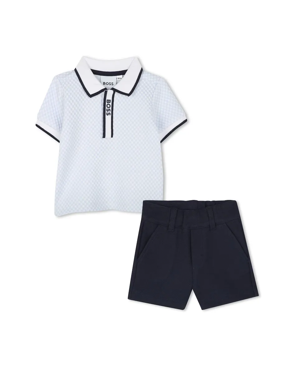 

Комплект для мальчика в синем цвете с короткими рукавами BOSS Kidswear, голубой