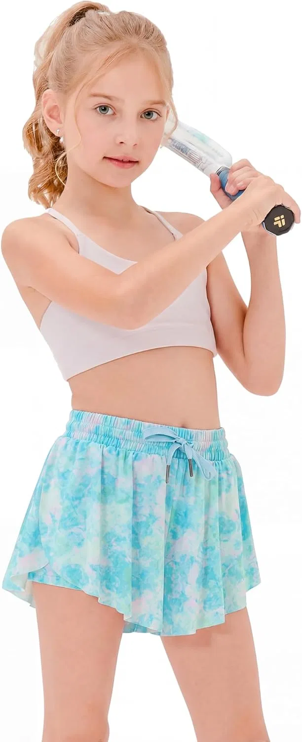 Шорты для девочек Stelle Flowy Shorts с карманами, 2-в-1, Blue Meadow