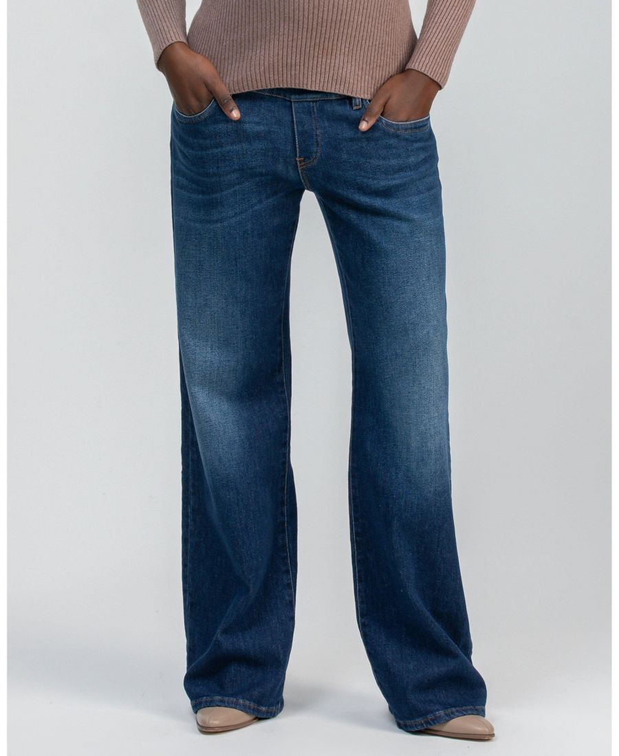 

Джинсы для беременных с широкими штанинами в стиле папины джинсы с эластичным поясом с высокой посадкой PIETRO BRUNELLI MATERNITY, Blue