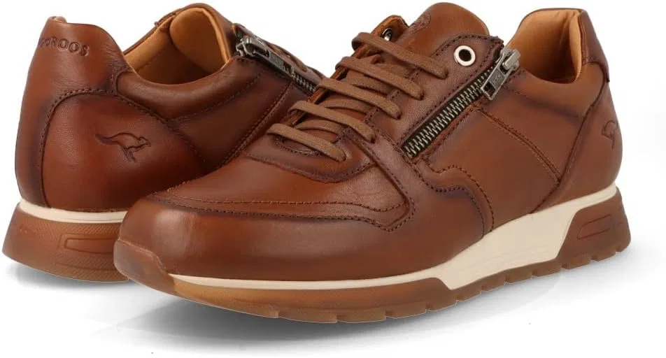 Мужские кожаные кроссовки на молнии Kangaroos 933-13, Leather — фото 4