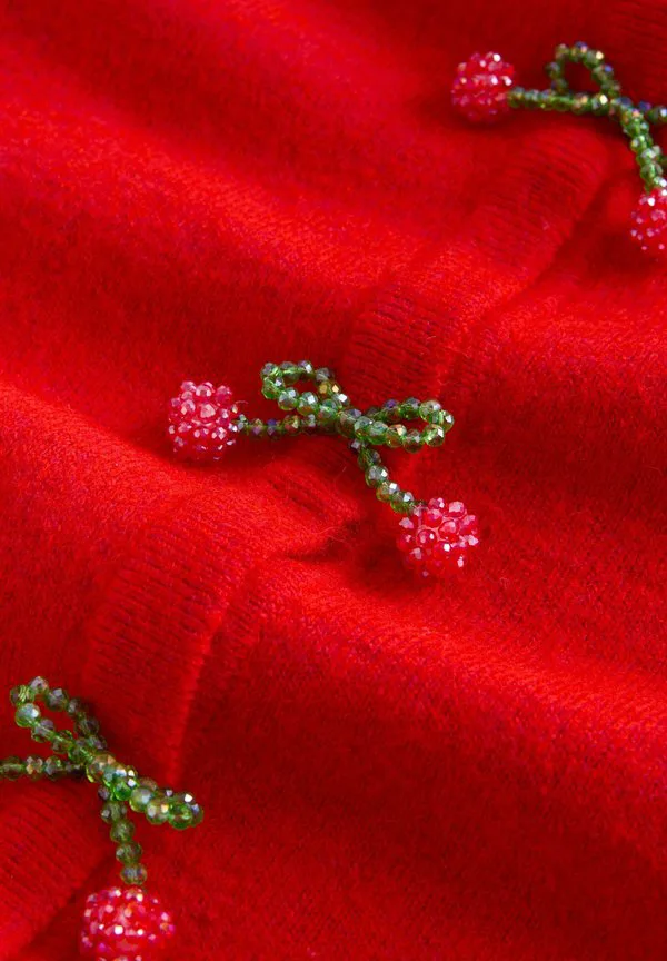 Кардиган с круглым вырезом и стандартным кроем Next, Red Cherry Buttons — фото 2