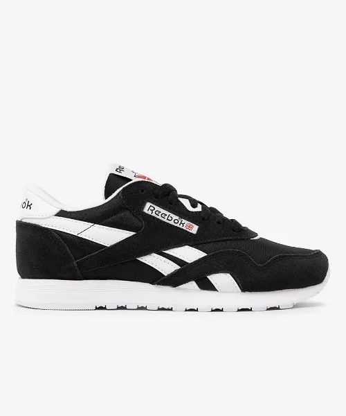Мужские кроссовки из кожи и нейлона Reebok CLASSIC NYLON черно-белые