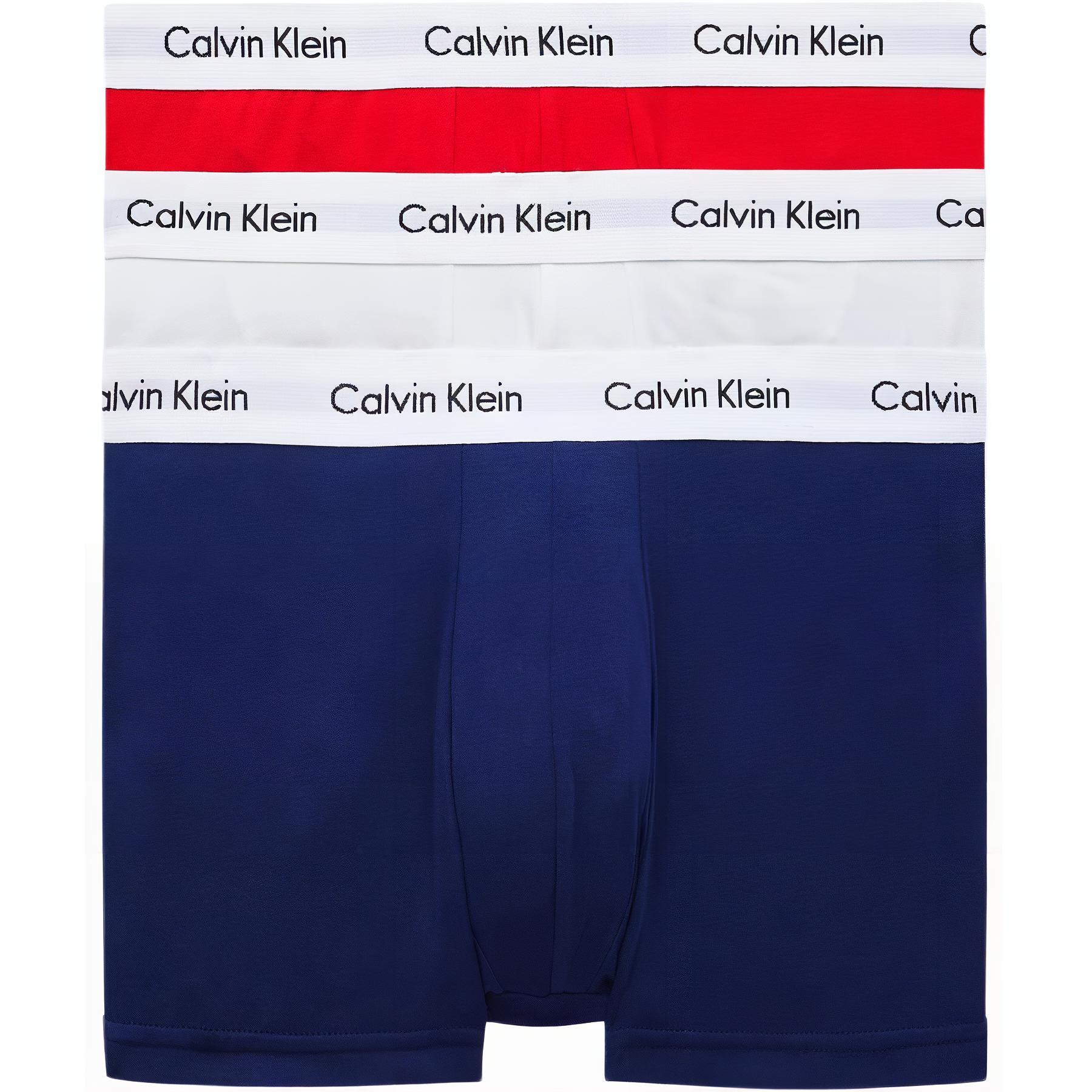 

Трусы мужские CALVIN KLEIN 3P LOW Rise TRUNK, европейская версия, 3 шт, 3 Pack (Red+White+Navy Blue)