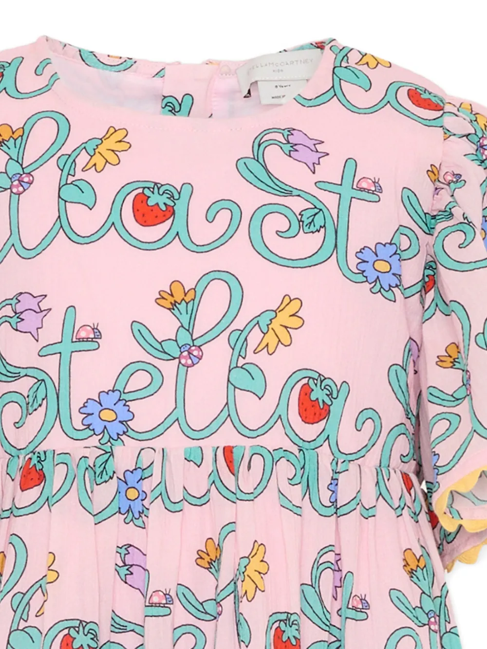 Платье с цветочными деталями и короткими рукавами Stella Mccartney Kids, розовый — фото 3