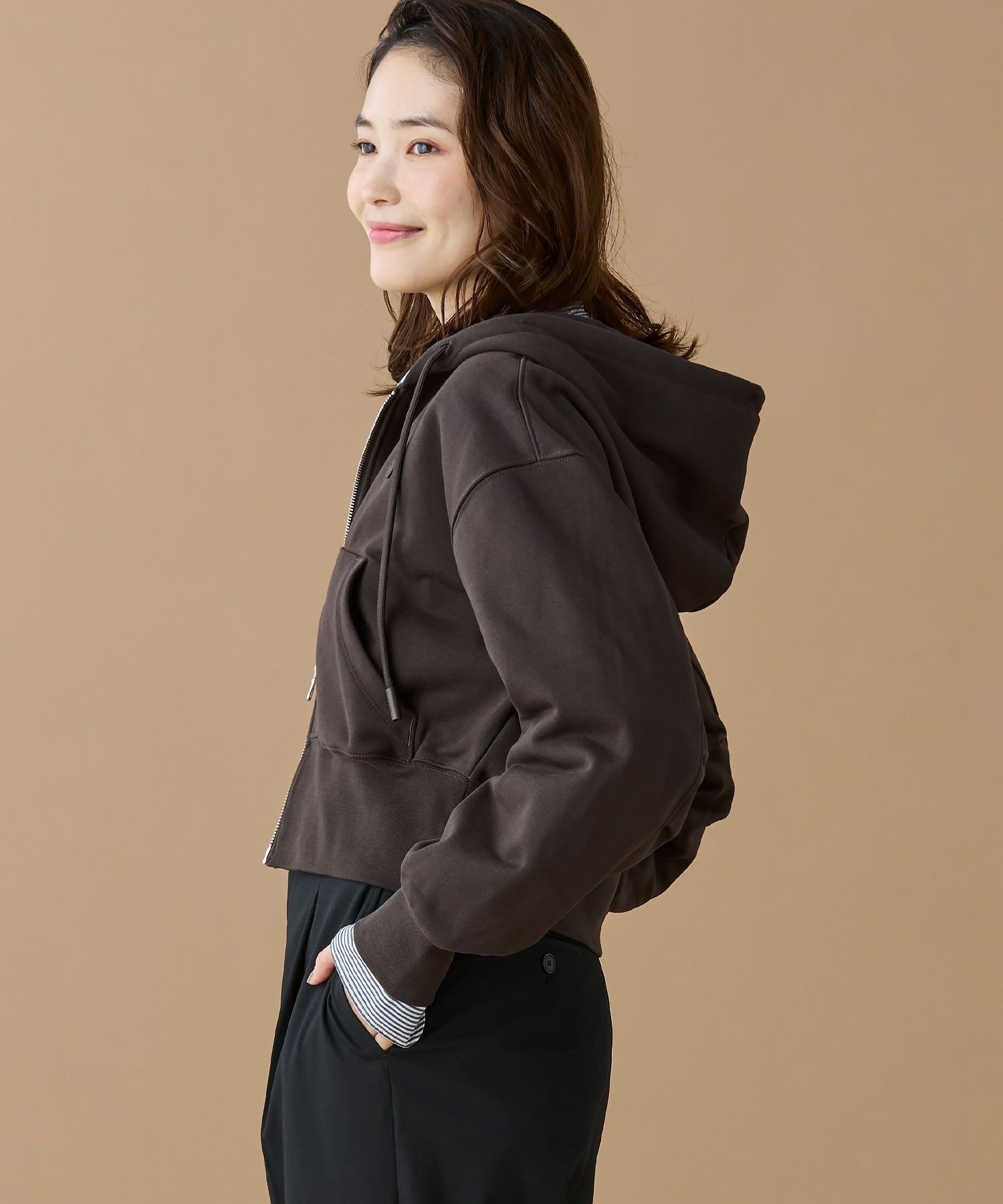 Толстовка LACOSTE на молнии, Dark Brown — фото 3